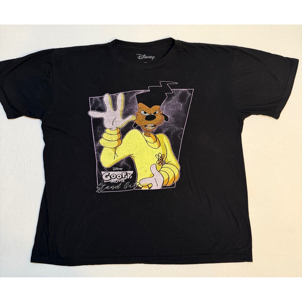 Disney A Goofy Movie Powerline Stand Out Graphic T-Shirt XL Black Mad Engine